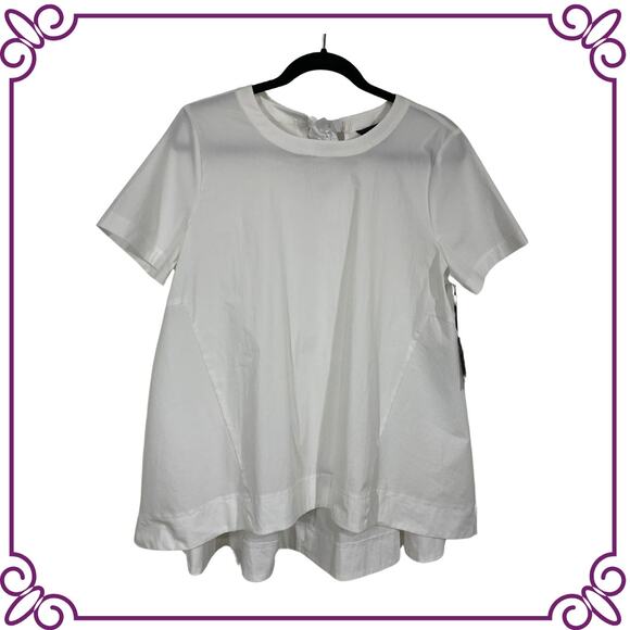 Simply Vera VeraWang White Short Sleeve Blouse Stretch NEW Large - Picture 1 of 10